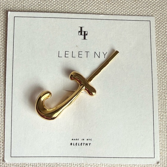 Lelet NY Gold Tone Metal Hair Clip Initial J New main image 4